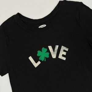 Old Navy Everywear Womens XS Black Love Shamrock St Patricks Day Graphic T-Shirt